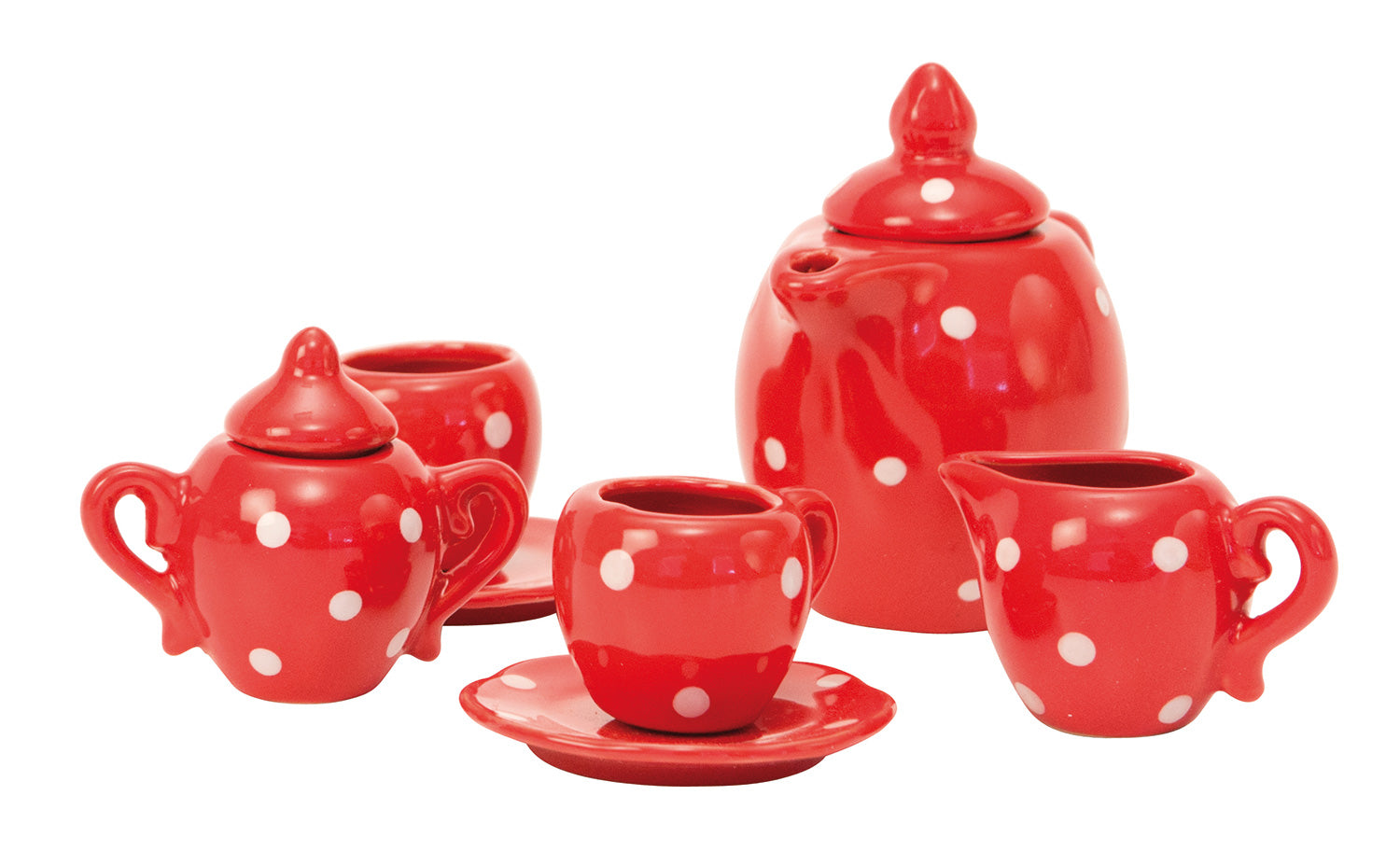 Red Ceramic Tea Set in Case