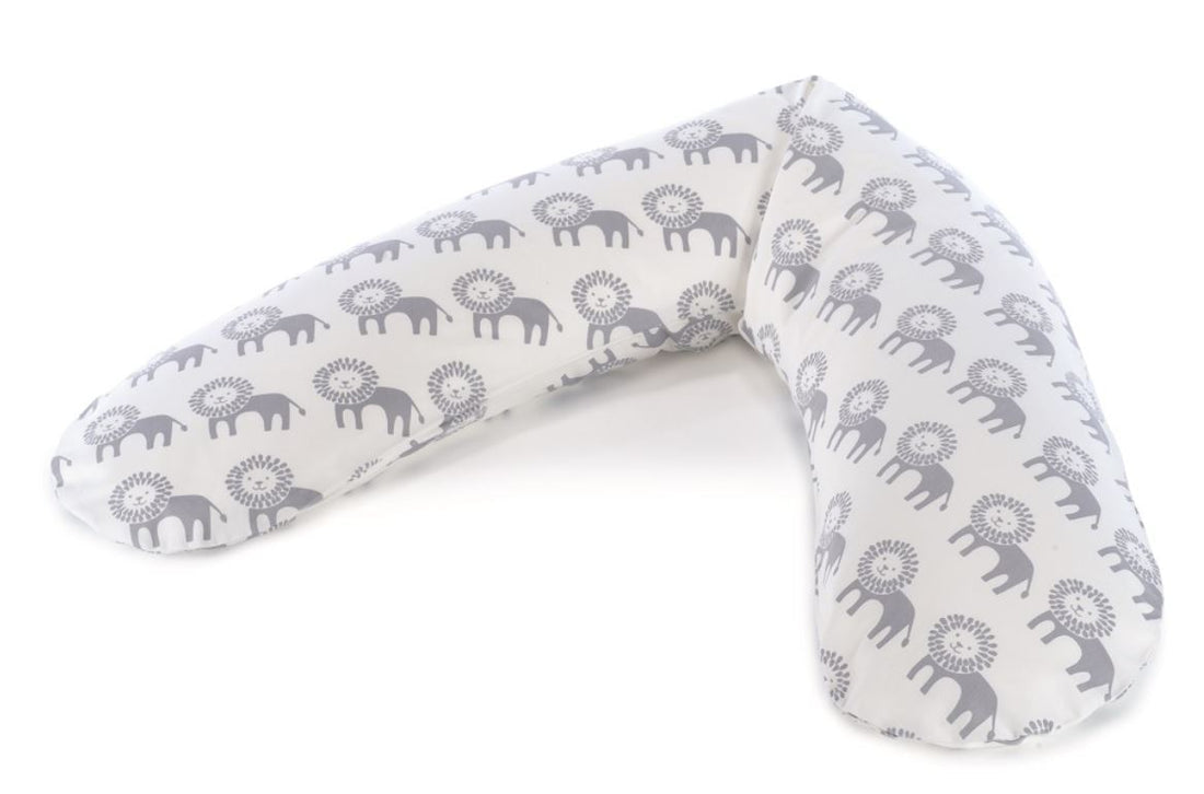 Maternity and nursing pillow - White (grey lions print)