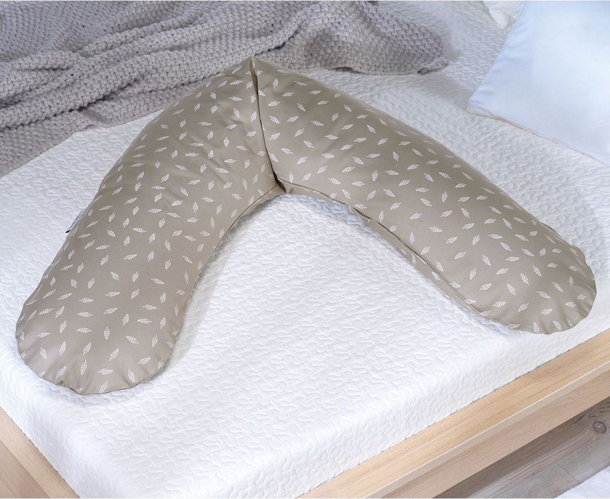 Maternity and nursing pillow - Taupe (leaves print)